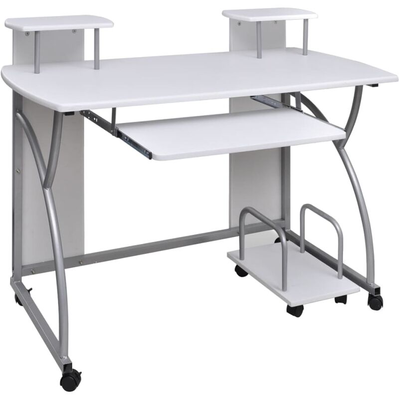 True Deal - Table de Bureau Blanche pour Ordinateur avec étagère