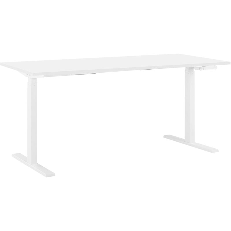 Table de bureau 160 x 72 cm blanche hauteur réglable manuellement DESTIN II