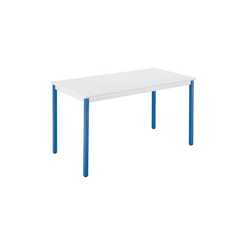 Sans Marque - Table de bureau Éco piétement couleur piétement bleu 160 x 80 cm - Bleu