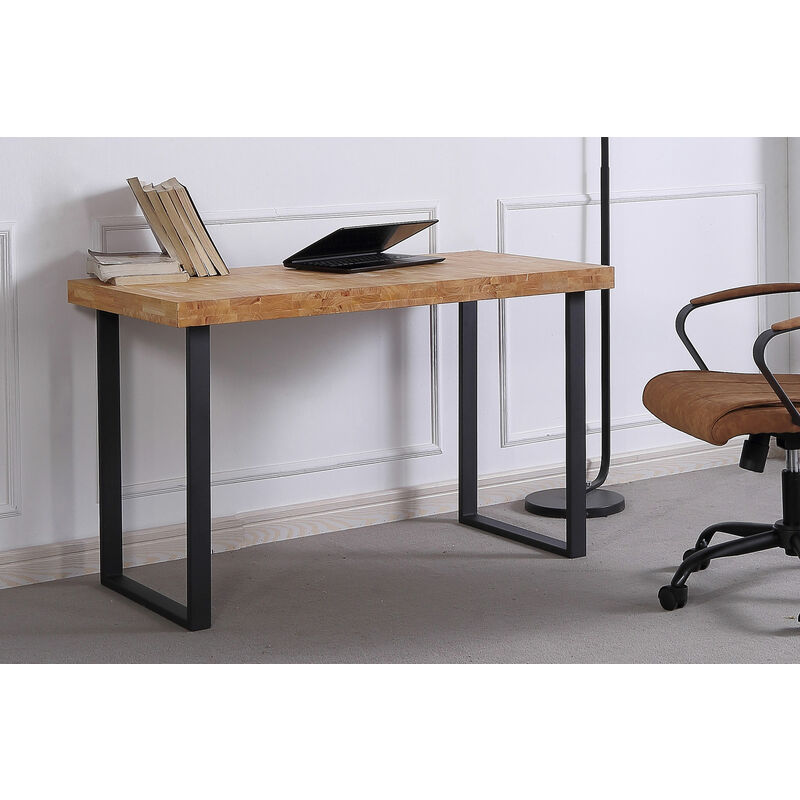 Table de bureau coloris chêne nordique / pieds noir - Longueur 120 x largeur 60 x hauteur 73 cm -PEGANE-