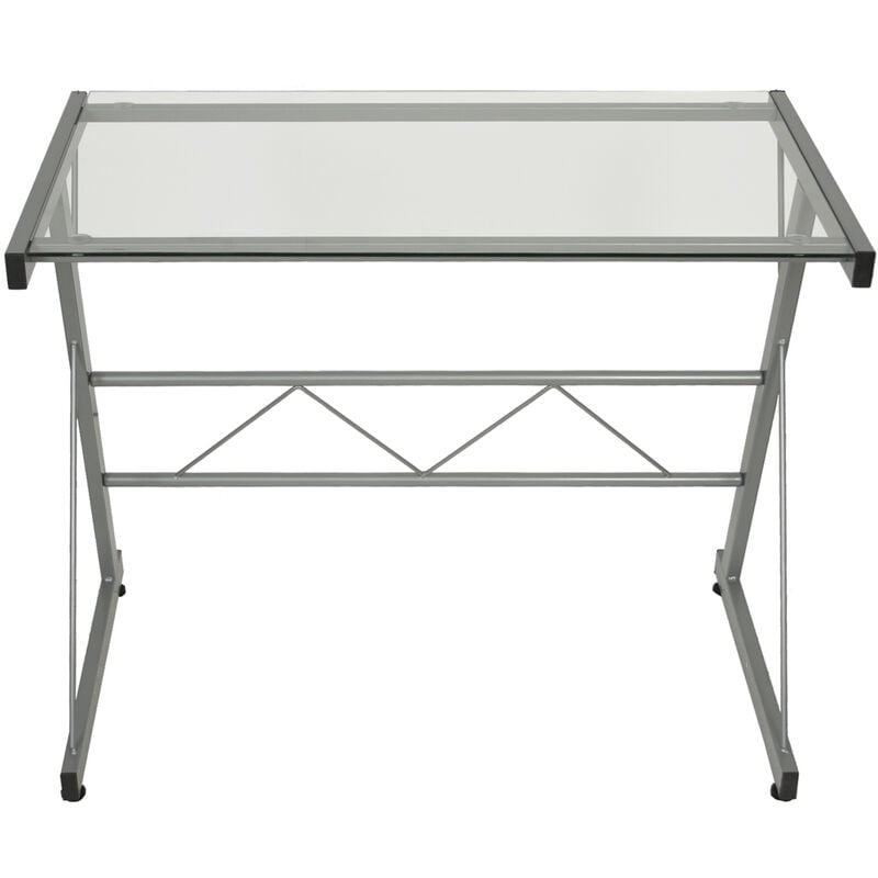 Fijalo - Table de bureau en métal/verre 90X50X72 Cm, verre : 6Mm