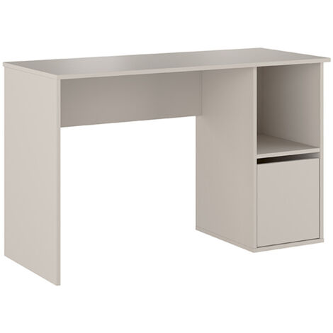 Table de bureau, meuble de bureau avec 1 porte coloris beige - Longueur 120 x profondeur 50 x hauteur 75 cm