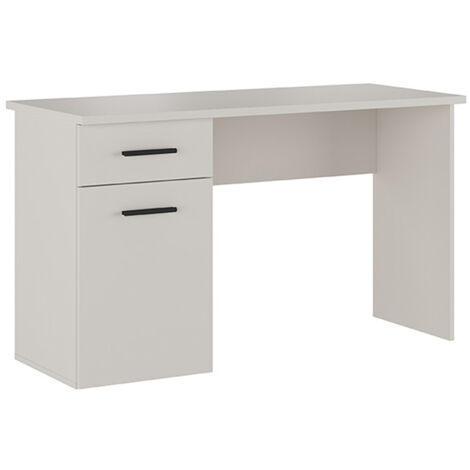 Table de bureau, meuble de bureau avec 1 tiroir et 1 porte coloris beige - Longueur 120 x profondeur 49,80 x hauteur 72 cm