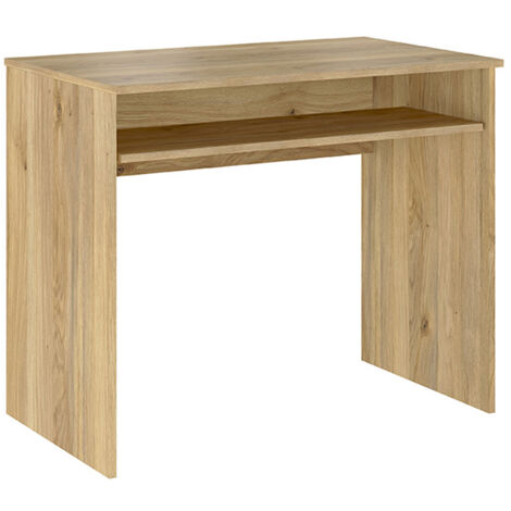 Table de bureau, meuble de bureau avec étagère coloris chêne Mauvella  - Longueur 90 x profondeur 54 x hauteur 75 cm