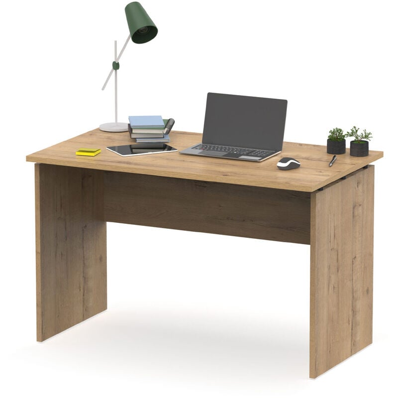 Table de bureau, meuble du bureau coloris chêne doré - Longueur 120 x Profondeur 68 x hauteur 76 cm Pegane
