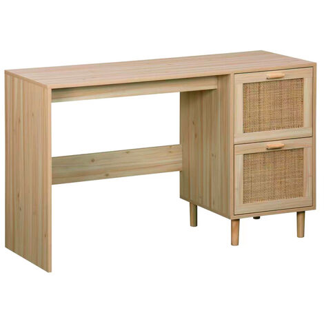 Table de bureau, meuble du bureau en décor de pin coloris naturel - Longueur 120 x profondeur 48 x hauteur 75 cm -PEGANE-