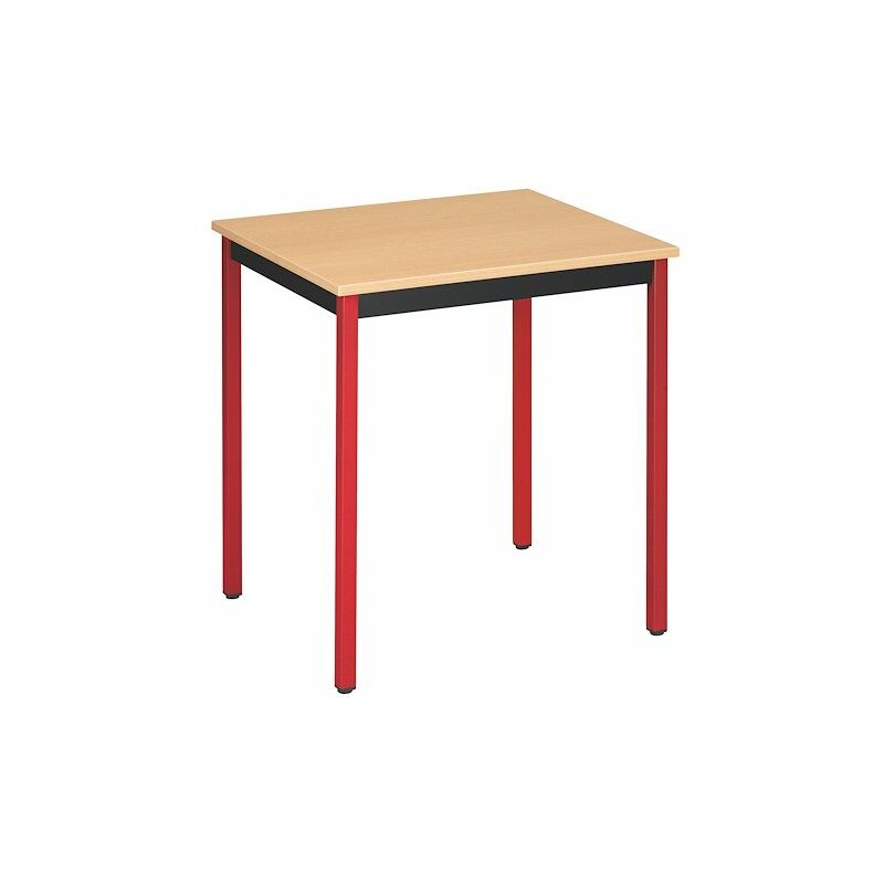 Sans Marque - Table de bureau Multi-usage Éco hêtre 70 x 60 cm piètement rouge - Rouge