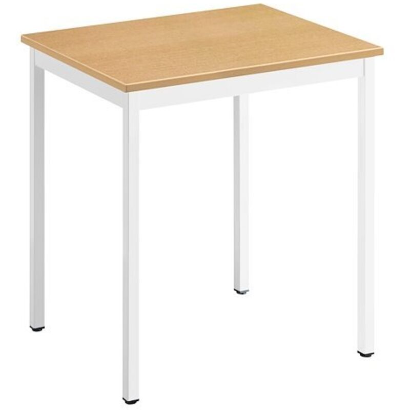 Sans Marque - Table multi-usages hêtre l 70 x p 60 cm - Éco - piétement blanc - Maxiburo