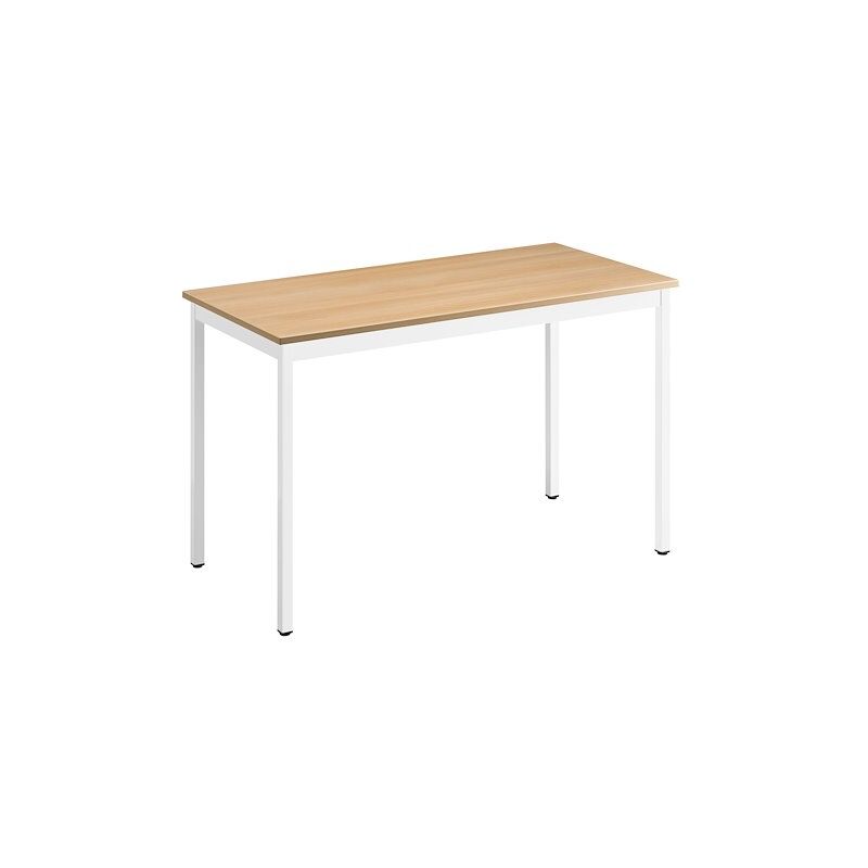 Table multi-usages chêne clair l 120 x p 60 cm - Éco - piétement blanc - Maxiburo