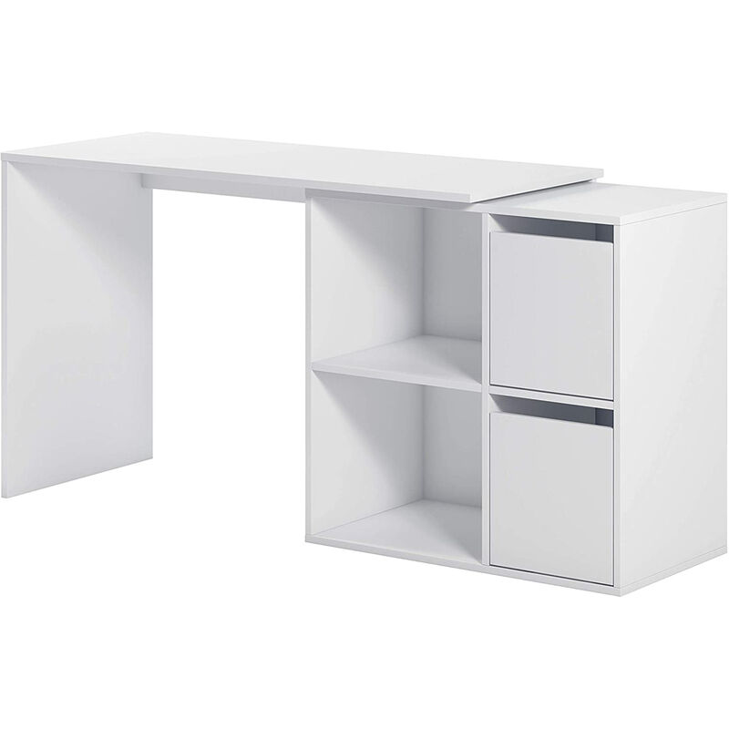 Pegane - Table de bureau réversible coloris Blanc Artik en mdf - Profondeur 74 x Hauteur 120 x longueur 77 cm