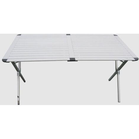 Table de camping 140 cm – Structure en aluminium – Charge max 30 kg – Sac de transport 143 x 25 cm – Clayettes pour rangement optimisé – Antarion