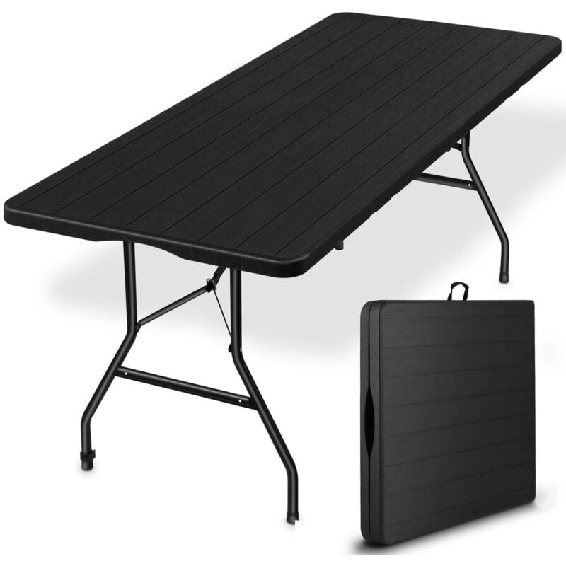 Bb-loisir - Table de camping 180x74cm pliante portative rectangulaire très stable aspect bois Noir