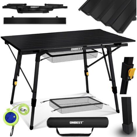 Table de camping 90x53cm pliante portative avec sac de transport robuste et stable  Argent
