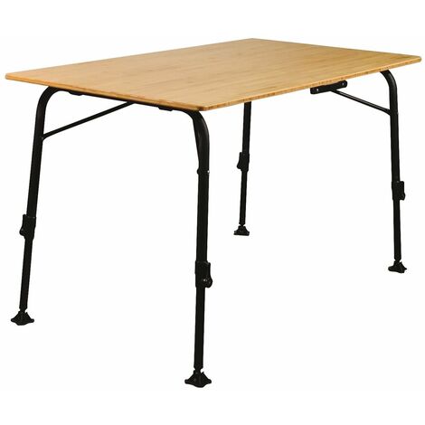 Table Pliante Agora 4 Personnes Soploir - Plateau Bambou, Pieds Aluminium Réglables - Dimensions 115x68x70cm - Pour Camping, Jardin