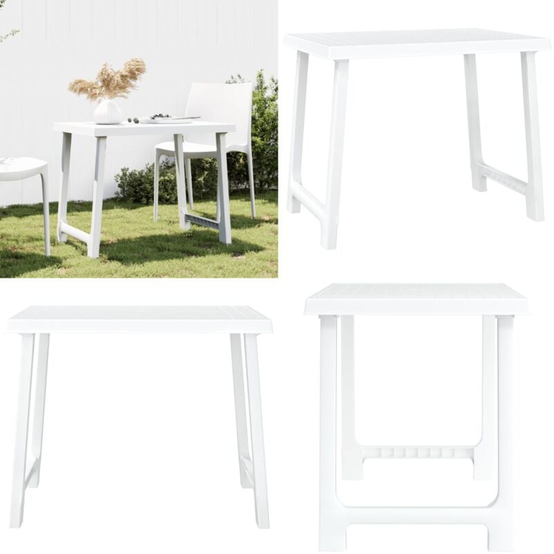 Table de camping blanc 79x56x64 cm pp aspect de bois - Table De Camping - Table De Jardin - Mobilier De Jardin - Table Pliante - Table Extérieure