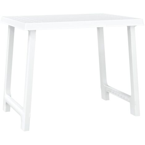 Table de camping blanc 79x56x64 PP aspect de bois