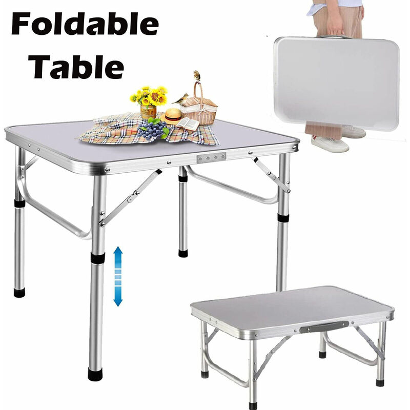 Table de camping en aluminium de 2 pieds 60x45x26 / 56cm table de pique - nique réglable en hauteur ordinateur portable