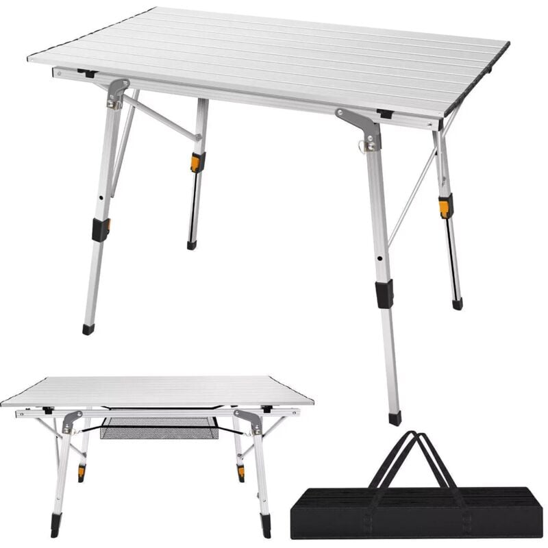 Table de camping en aluminium Table pliante à roulettes Table pliante Table portable 90cm
