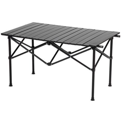 Table de camping - K IKIDO - 90x50x54cm - Acier au carbone - Charge 60KG - Noir