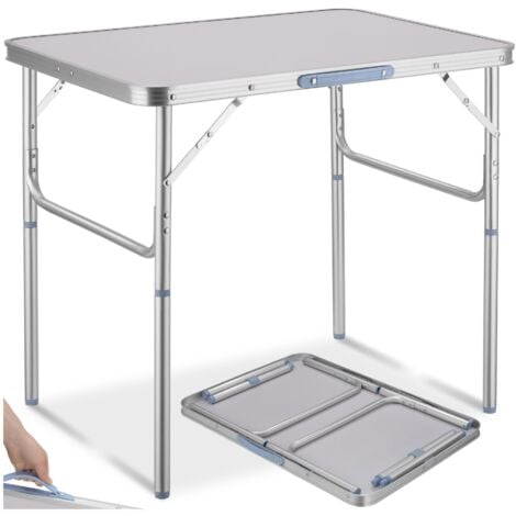 Table de Camping Pique Nique Pliante en Aluminium 75 cm x 55 cm x 68 cm Gris - gris