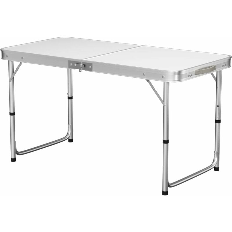 Table de camping pliable 120 cm, table de pique-nique portable avec pieds en aluminium