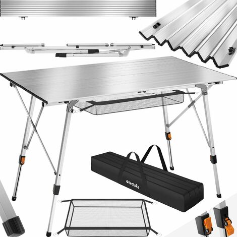 Table de camping pliable 120 x 705 58 – 79 cm argent