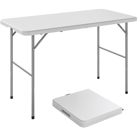 Table de camping pliable 2 hauteurs avec poignée HDPE 120x60x74 cm blanc