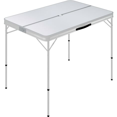 Table de camping pliable avec 2 bancs Aluminium Blanc CFW931018