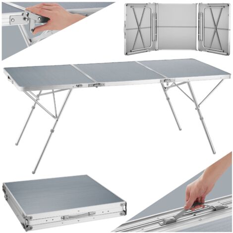 Table de camping pliable avec poignée180 x 70 705 cm argent