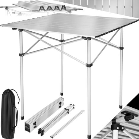 Tectake – Table de camping pliante en aluminium 70x70x70 cm – Imperméable – Sac de transport inclus – Montage rapide pour extérieur