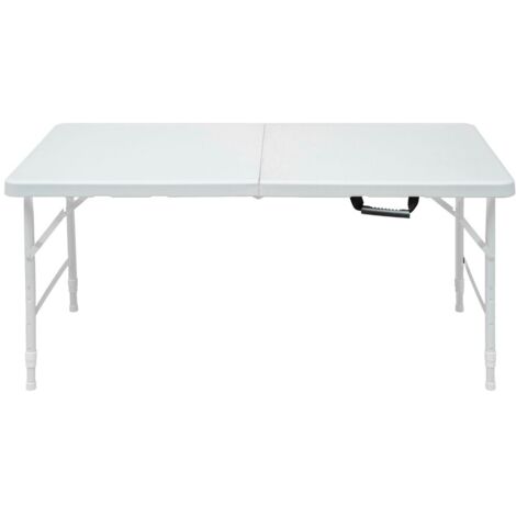 Table de camping pliable-hauteur réglable-extérieur/intérieur/bureau-blanc-antirouille-facile à nettoyer-124.97x60.96x73.66(cm)