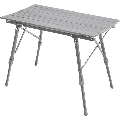 Table de camping pliable JAWINIO, table pliante réglable en hauteur, aluminium argent