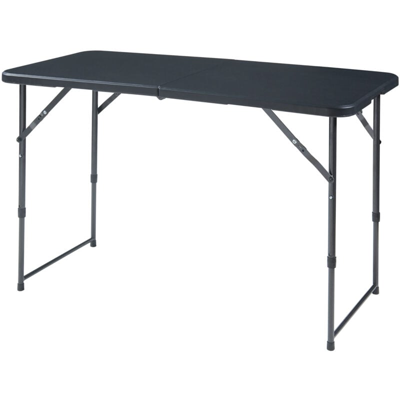 Table de camping pliante Adelfia à hauteur réglable 120 x 60 cm noir [en.casa]