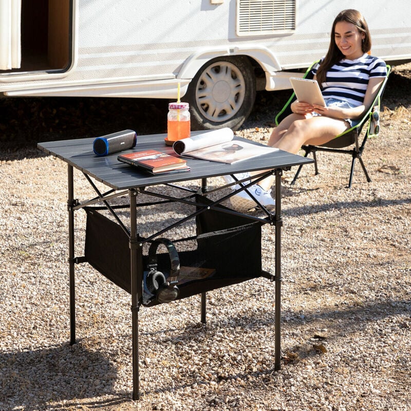 Innovagoods - Table de Camping Pliante avec Panier et Housse Folble