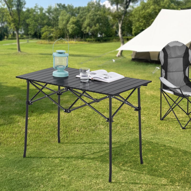 Table de camping pliante Castilenti 94 x 55 x 68 cm noir [en.casa]