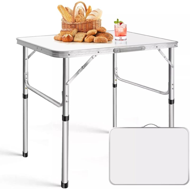 Table de camping pliante portable en alliage d'aluminium, table plate pour balcon, terrasse, pique-nique, hauteur à deux étages (60/30 cm), table à