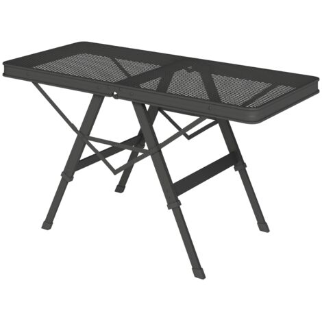 Table de camping pliante réglable en hauteur avec grille métallique, table de jardin pliante en aluminium, table multifonctionnelle légère, table d'appoint pour jardin, balcon, camping, 90 x 40,5 cm, 