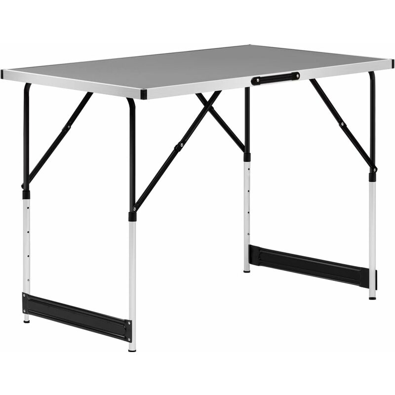 Table de Camping Pliante Table de Jardin Table de Travail Table de Balcon réglable en Hauteur en Aluminium Acier MDF,Gris