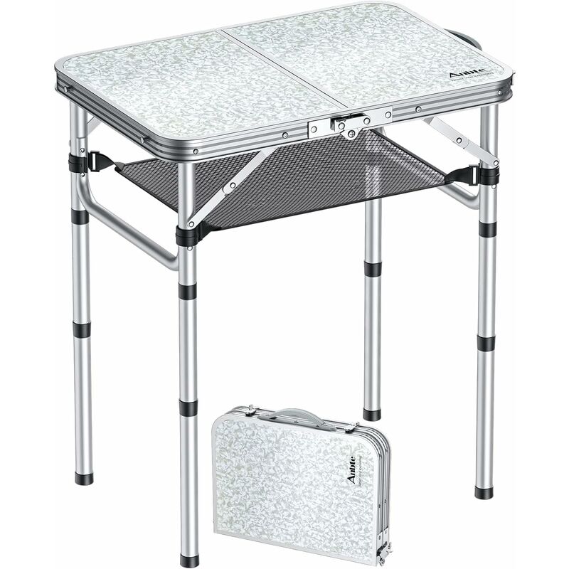 Coavas - Table de Camping Pliante Table de Camping Pliable avec Filet de Rangement Table de Pique-Nique Pliante Table Portable à 3 Hauteurs en