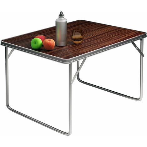 Table de camping pliante valise Aluminium Table manger pliable effet bois 80x60x70cm