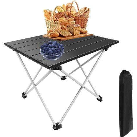 Table de Camping Portable-40x35x32cm, Table Pliante Légère avec Sac de Transport, Table de Pique-nique Robuste en Aluminium pour l'extérieur, la Cuisine, la Plage, la Randonnée, la Pêche, Noir