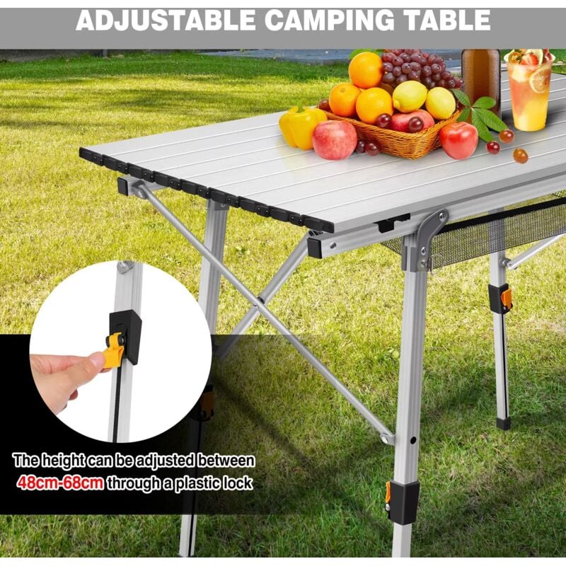 Table de camping portable Table de jardin pliante Camping réglable en hauteur