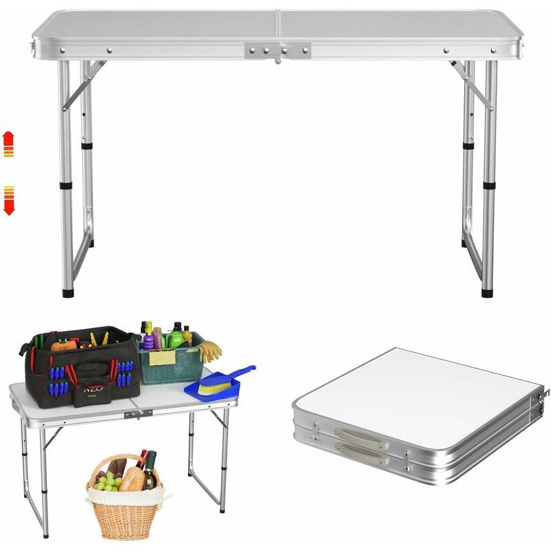 Table de camping portable table pliante en Aluminium Ultra léger table pliante pour camping pique-nique Cuisson Jardin randonnée, 120x60x70 / 62 /