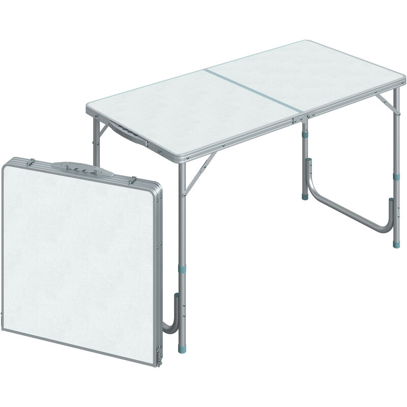 Table de camping reception pliante portable pique-nique buffet en aluminium - Blanc
