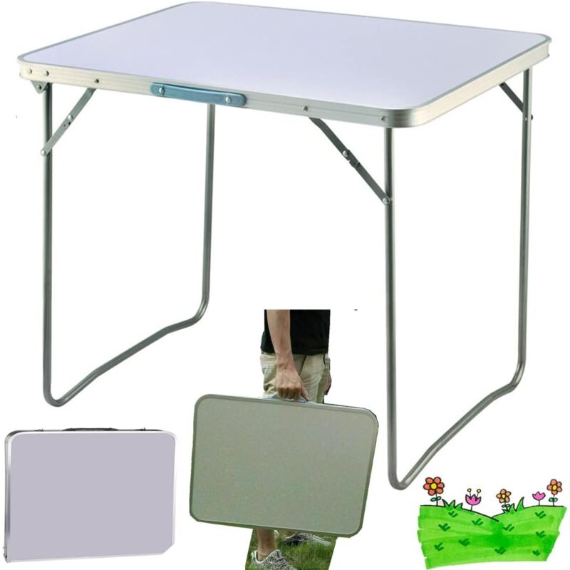 Table de camping Table de pique-nique portable en aluminium Table pliante Set de tréteaux de jardin pour BBQ Pique-nique Party, longueur 80 cm