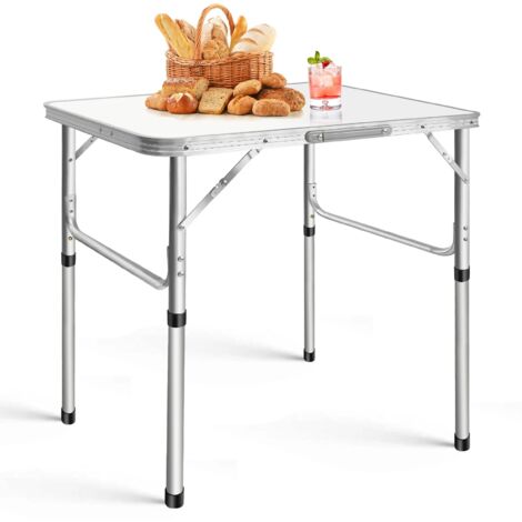 Table de camping Table pliante Caravane Table de jardin réglable en hauteur Meubles 75 x 55 x 33/70cm
