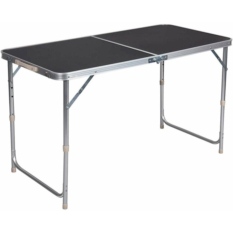 Table de camping table pliante réglable 120 cm noir - Noir