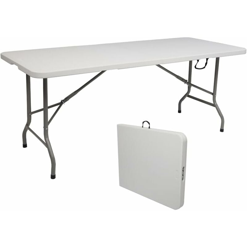 Table de Camping,183 x 76 cm,Pliante Table de Jardin,Cadres en Acier,Pique-Nique,Barbecue,Intérieur Extérieur