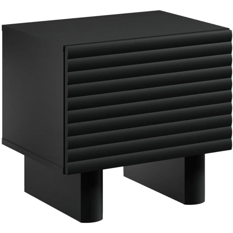 Table de chevet 1 porte - mdf - Noir - ludima