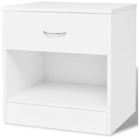 Table de chevet 1 tiroir 1 niche bois blanc Chickie - Lot de 2